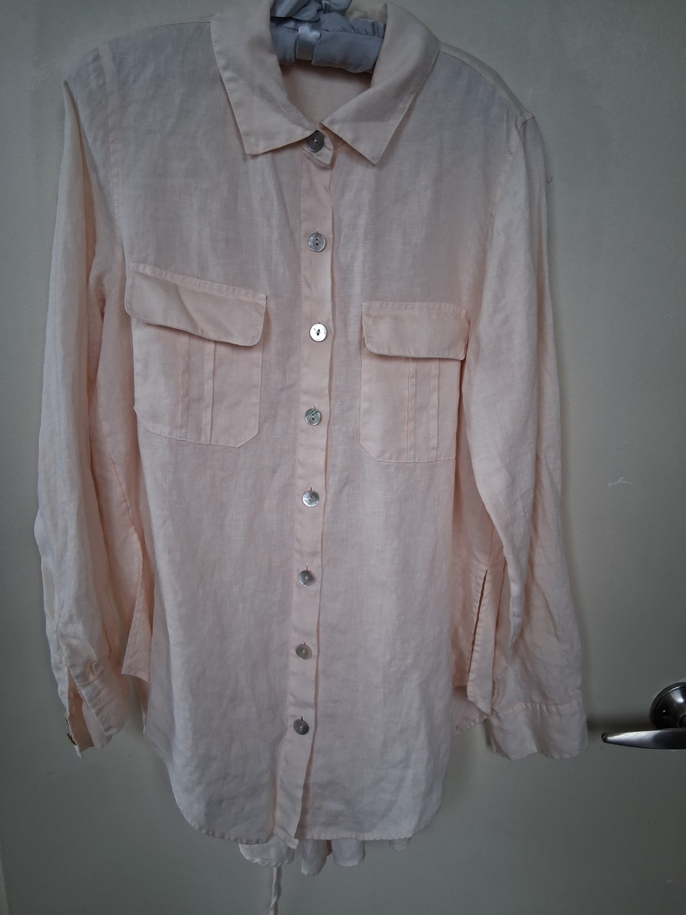 Soft Surroundings Light Peach Women's Button-Down Linen Shirt